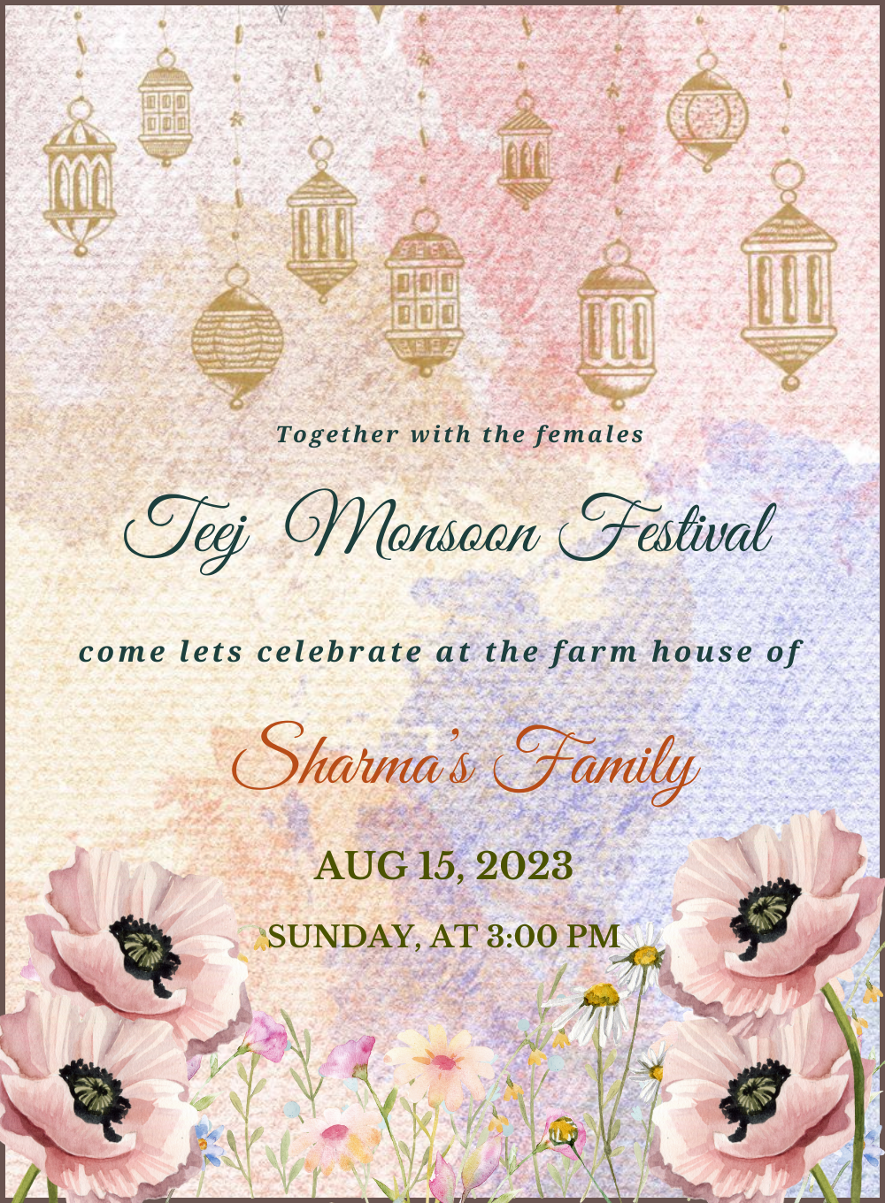 Pink Perfection Teej Invitation-AATEE009