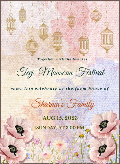 Pink Perfection Teej Invitation-AATEE009