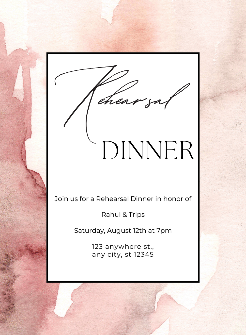 Pink Petals Rehearsal Dinner Invitation-AARES006