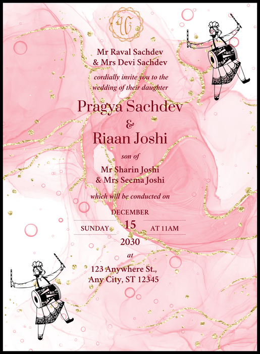 Pink Smoke Punjabi Wedding Invitation-AAPUN005