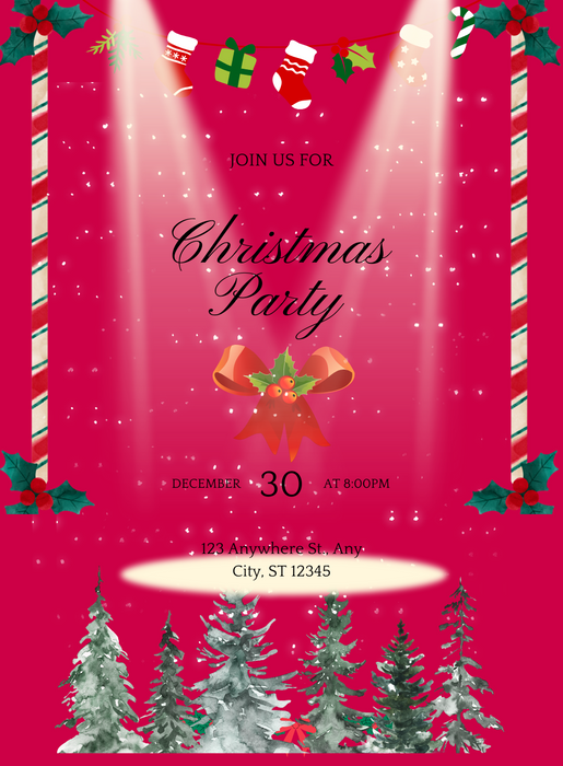 Pink Tree Christmas Invitation-AACSS016