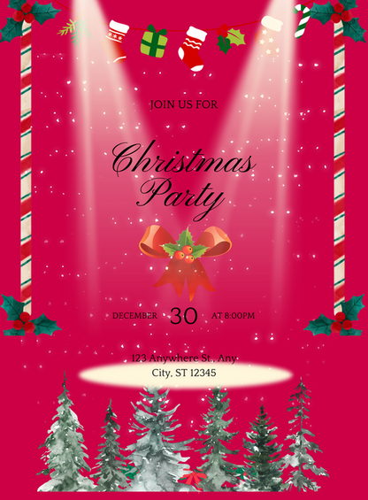 Pink Tree Christmas Invitation-AACSS016