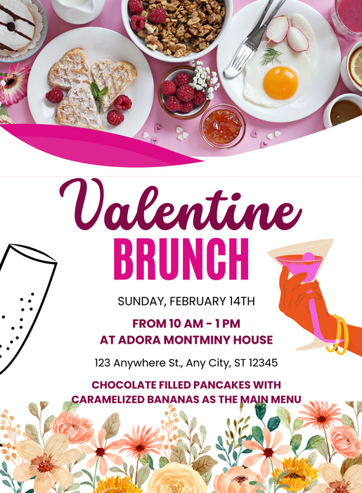 Pink Valentine Lunch &amp; Brunch Invitation-AALUB003