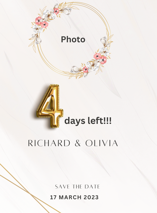 Pink Wreath Countdown Invitation-AACDI009