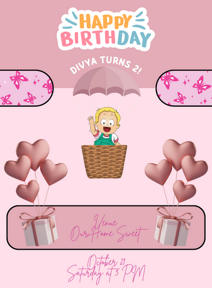 Pinkalicious Kids birthday Invitation-AAKBI024