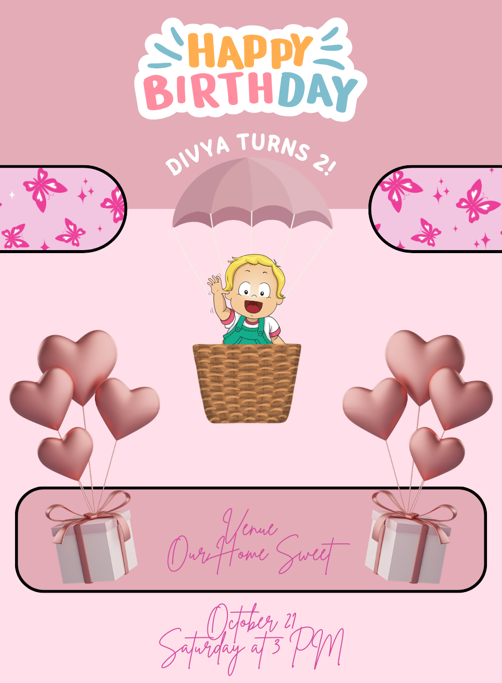 Pinkalicious Kids birthday Invitation-AAKBI024