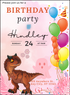 Pinktastic Balloons Dinosaur Invitation-AADII002