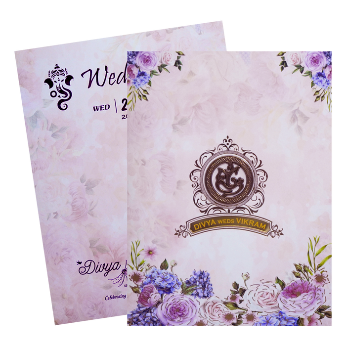Colourful Floral Wedding Card With a Gold Touch-KNKC4061-King of Cards