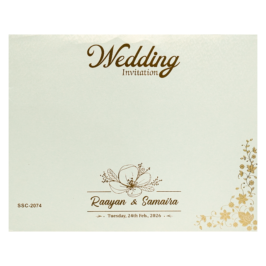 Buy White Gold Floral Padded Wedding Card
