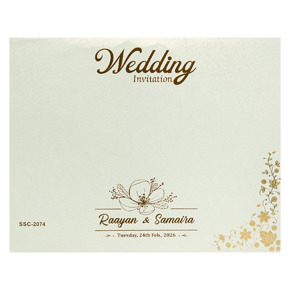 Buy White Gold Floral Padded Wedding Card