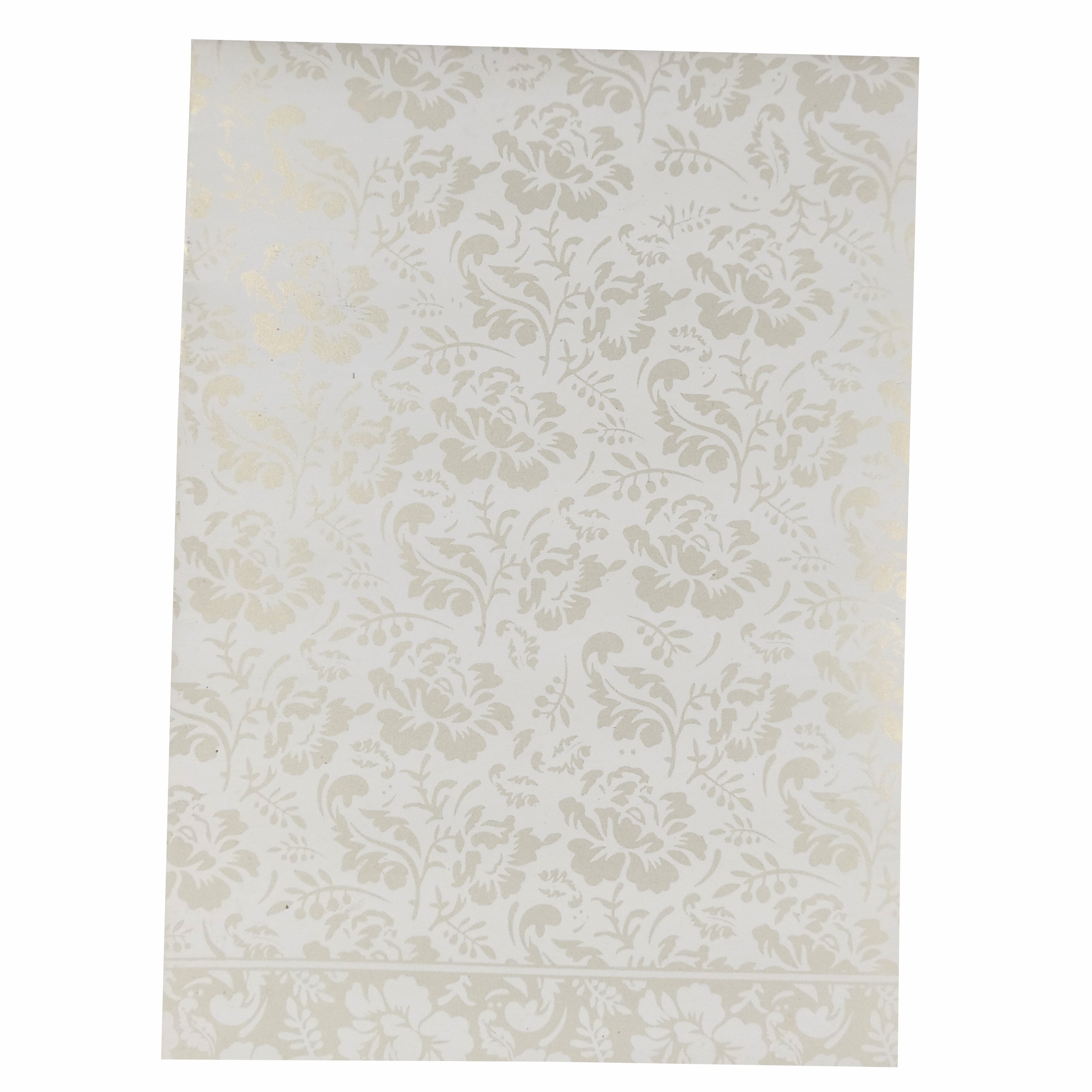 White Jumbo Screen Embossed Floral With Gold Foiling-KNK40500