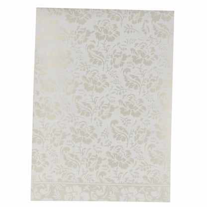 White Jumbo Screen Embossed Floral With Gold Foiling-KNK40500