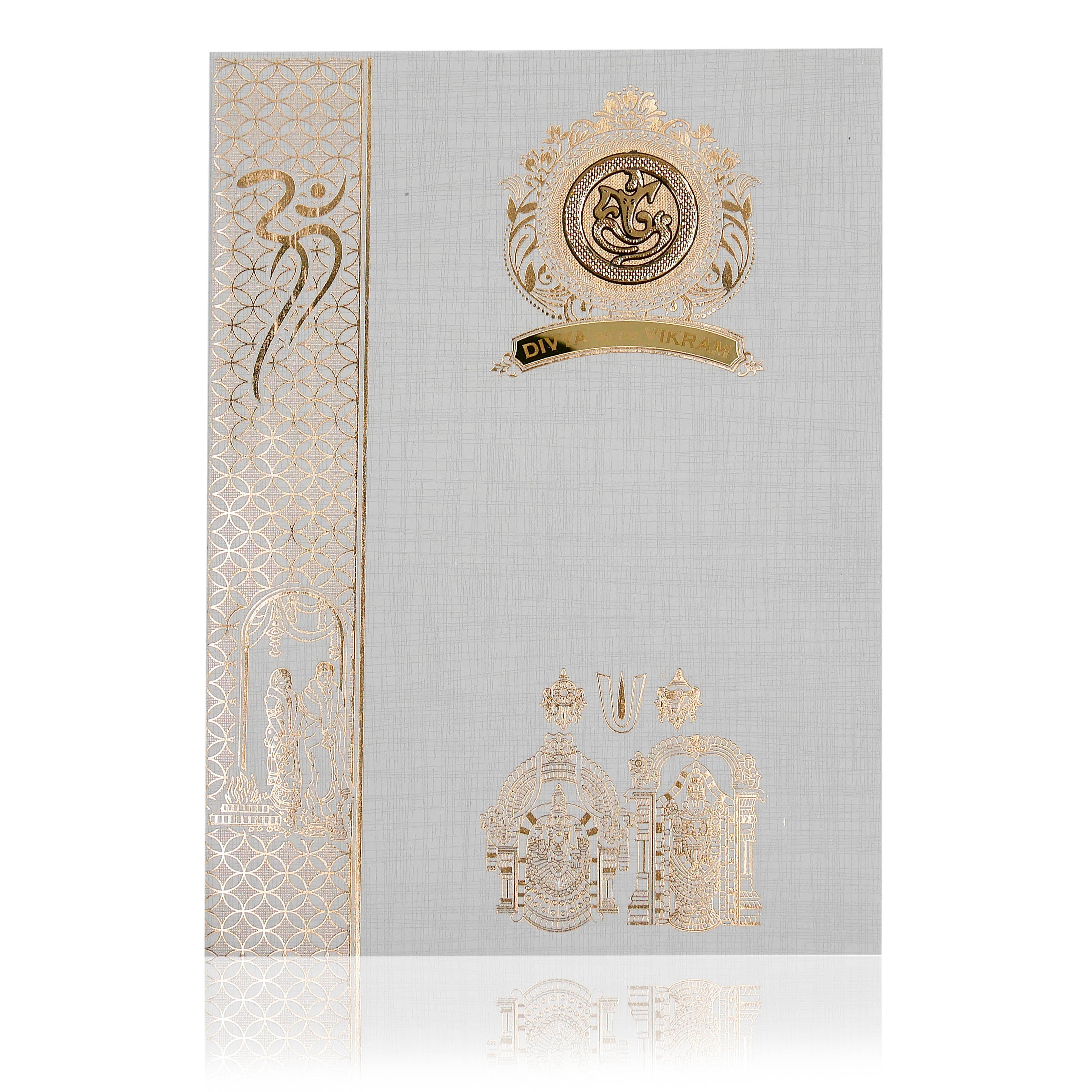 Grey Metallic Invitation Card-KNK1009GP