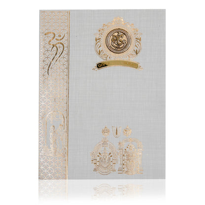 Grey Metallic Invitation Card-KNK1009GP