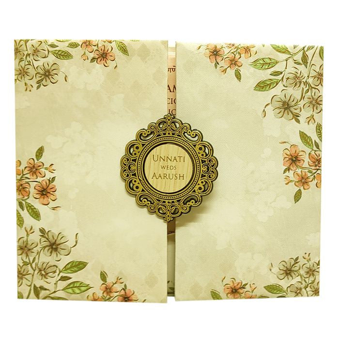 Pale Pinkish Brown Floral invitation-King of Cards