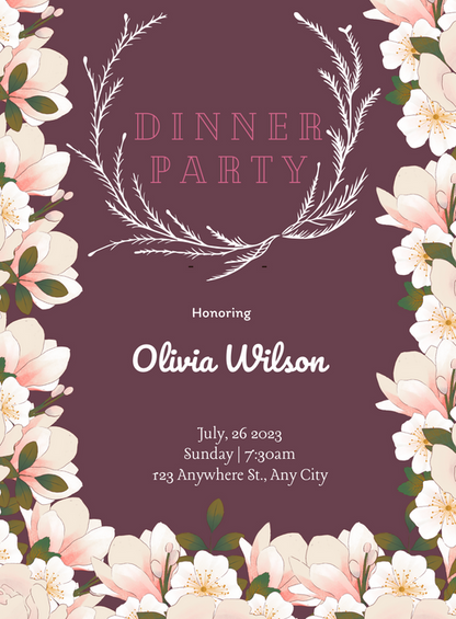 Purple Elegance Dinner Party Invitation-AADNI011