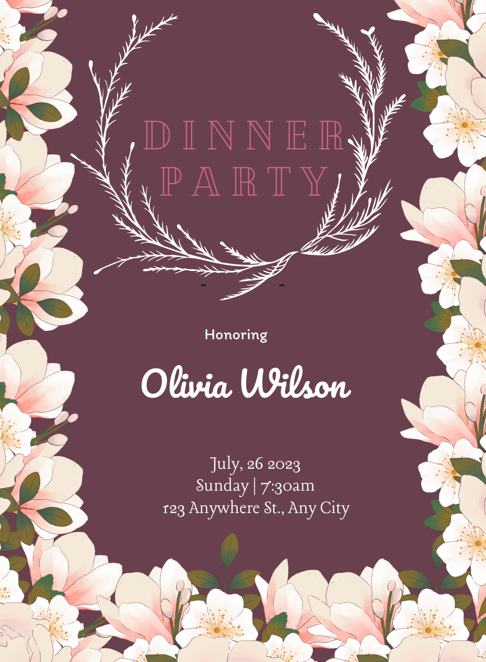 Purple Elegance Dinner Party Invitation-AADNI011