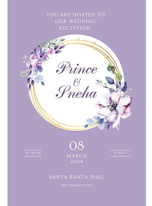 Purple Frame Wedding Reception Invitation-AAWPI006