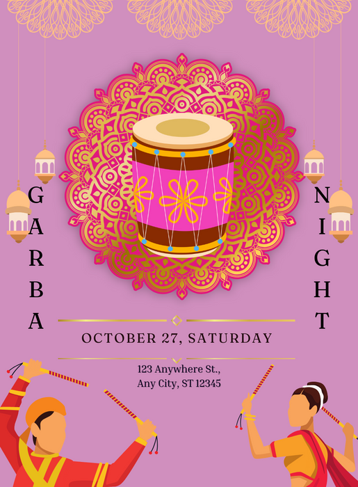 Purple Haze Garba Invitations-AAGAI006