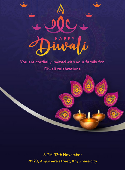 Purple Light diwali Invitation-AADIW007