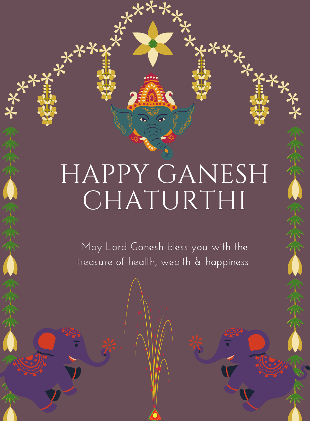 Purple Majestic Ganesh Chaturthi Invitations-AAGCI010