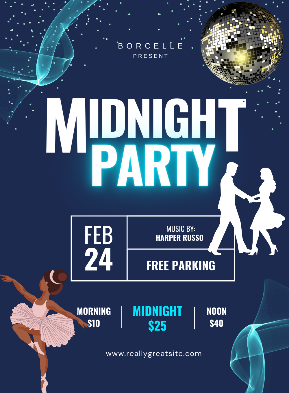 Purple Midnight Dance Party Invitation-AADPI025