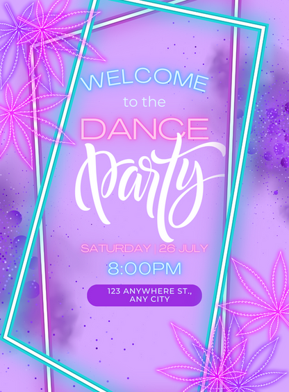 Purple Neon Dance Party Invitation-AADPI015