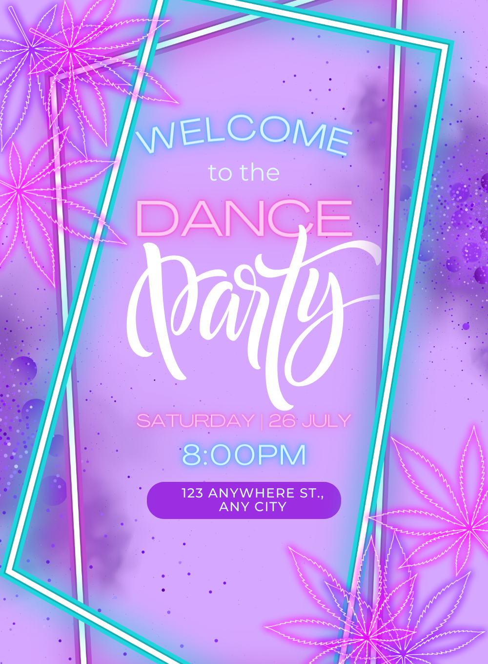 Purple Neon Dance Party Invitation-AADPI015