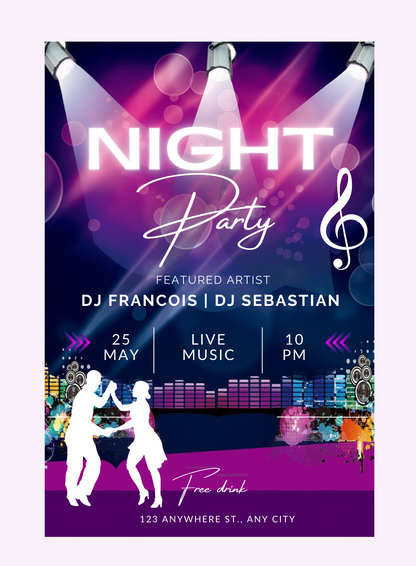 Purple Night Dance Party Invitation-AADPI022