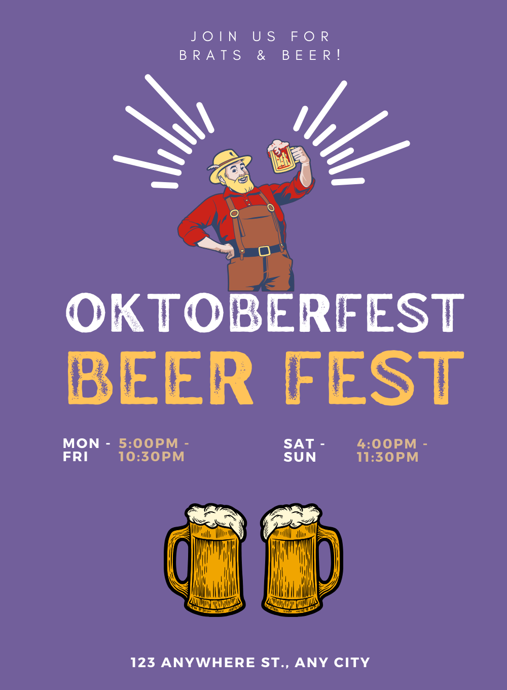 Purple Stein Oktoberfest Invitation-AAOKT007