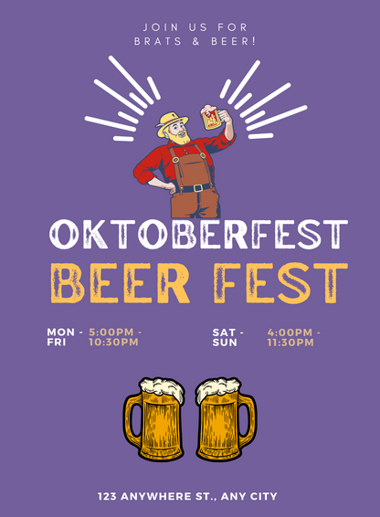Purple Stein Oktoberfest Invitation-AAOKT007