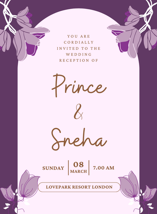 Purple Watercolor Wedding Reception Invitation-King of Cards