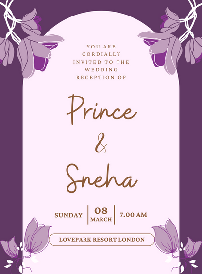 Purple Watercolor Wedding Reception Invitation-AAWPI008