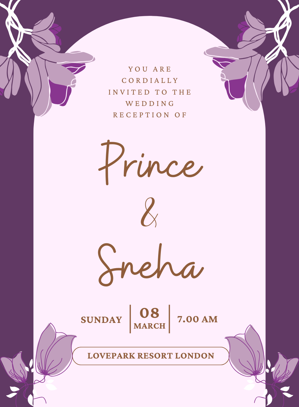 Purple Watercolor Wedding Reception Invitation-AAWPI008