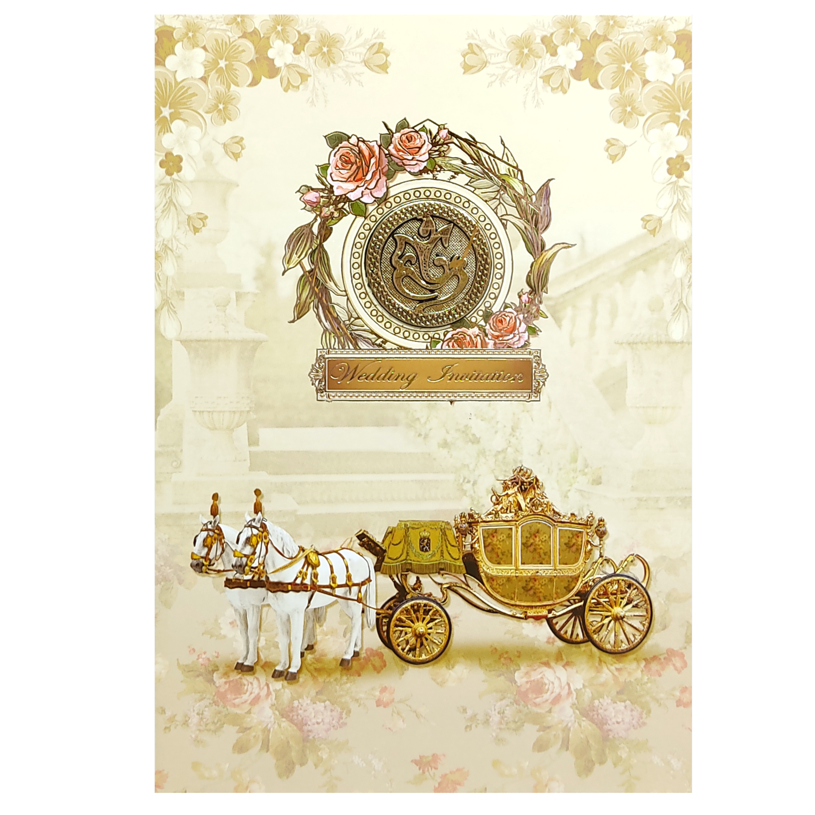 Brown Floral Paper Sheet Wedding Card-KNEP1609