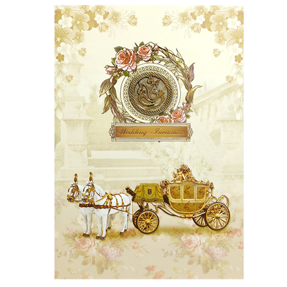 Brown Floral Paper Sheet Wedding Card-KNEP1609