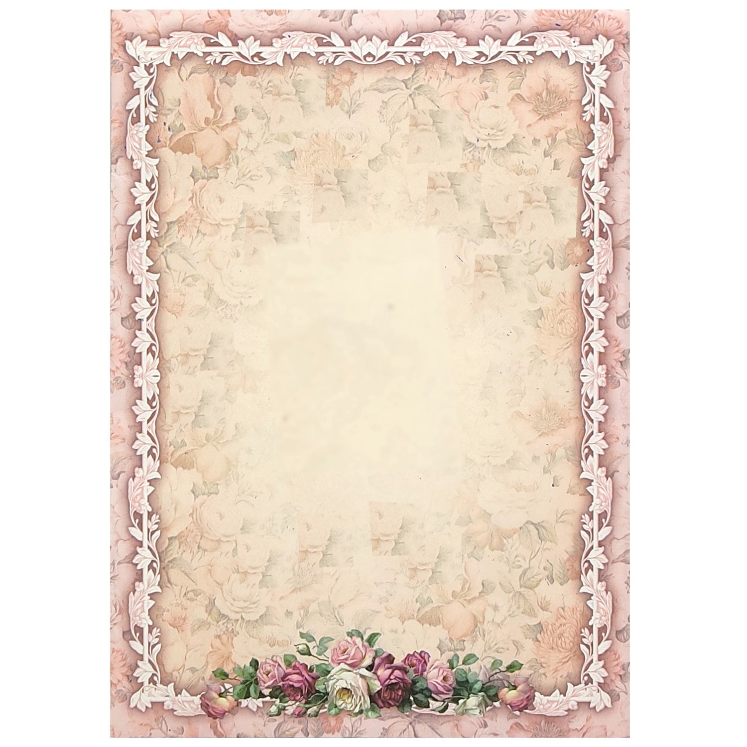 Cream Pink Floral Wedding Card - KNCP254P