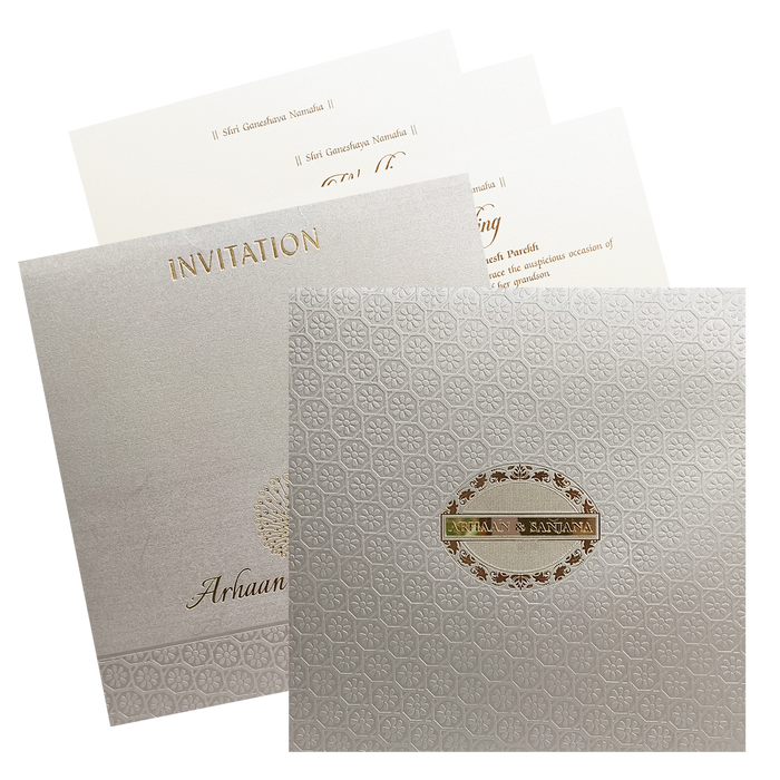 Metallic Brown Padded Invitation-King of Cards