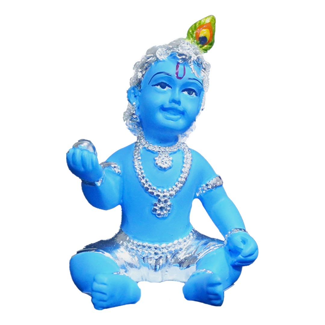 Charming Baby Krishna Idol in Blue-King of Cards