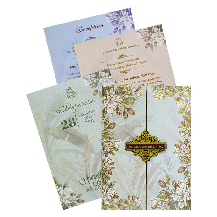 Pastel Light Blue Padded Invitation-King of Cards