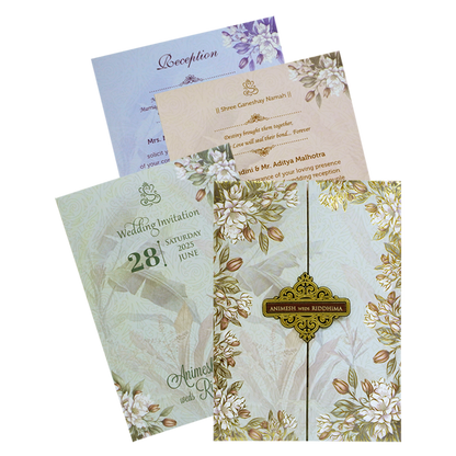 Pastel Light Blue Padded Invitation-King of Cards