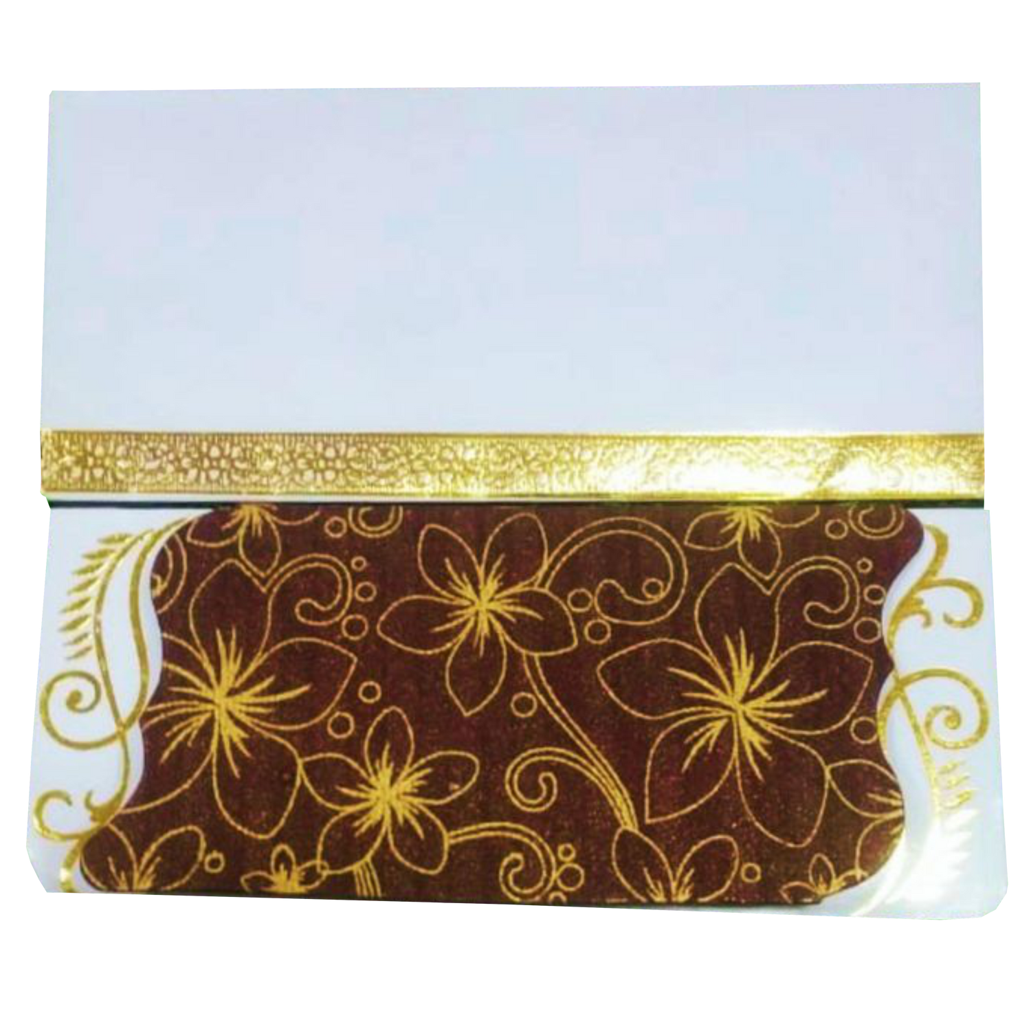 Check out the collection of Whote and brown personal with gold border  invitation card at best price. &amp;