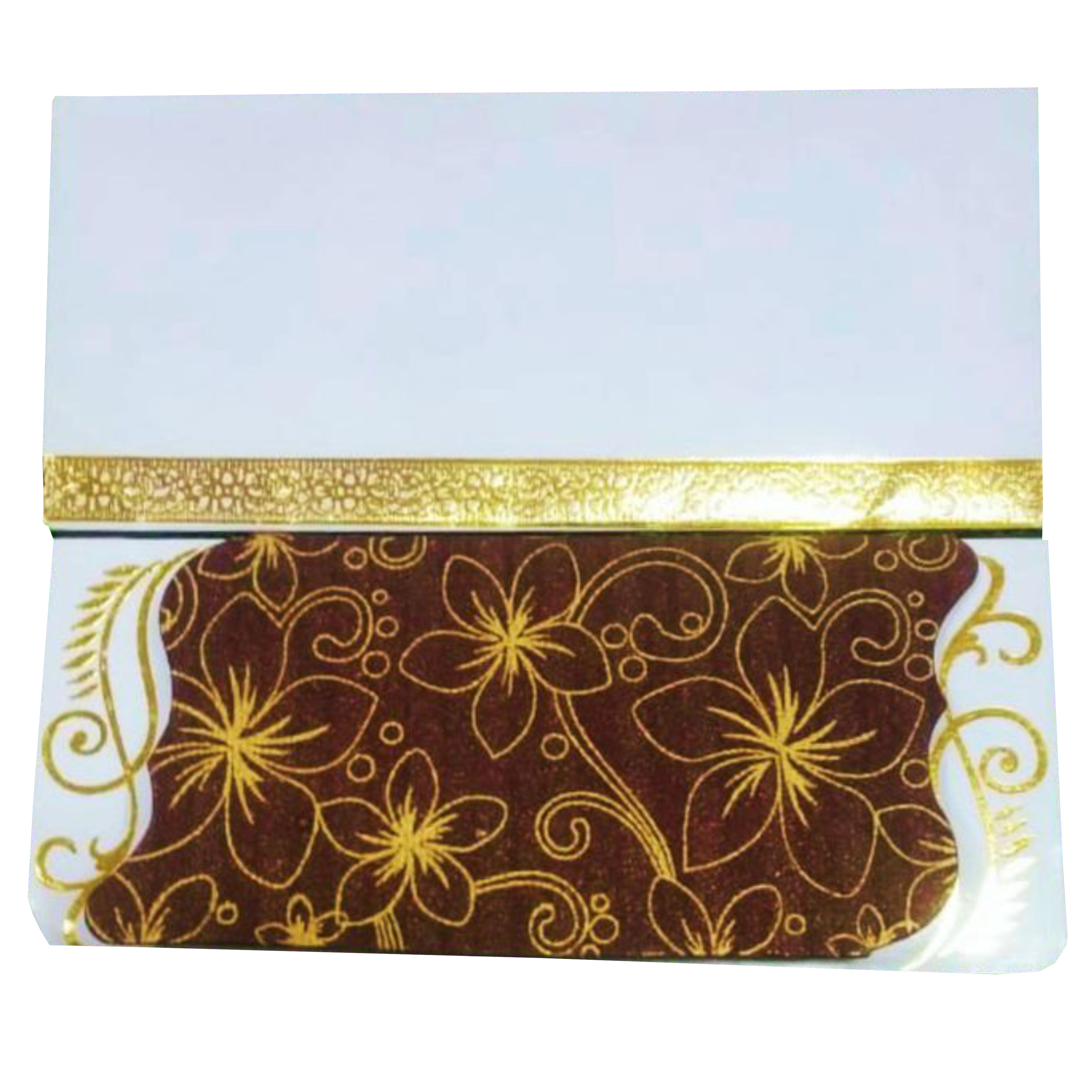 Check out the collection of Whote and brown personal with gold border  invitation card at best price. &amp;
