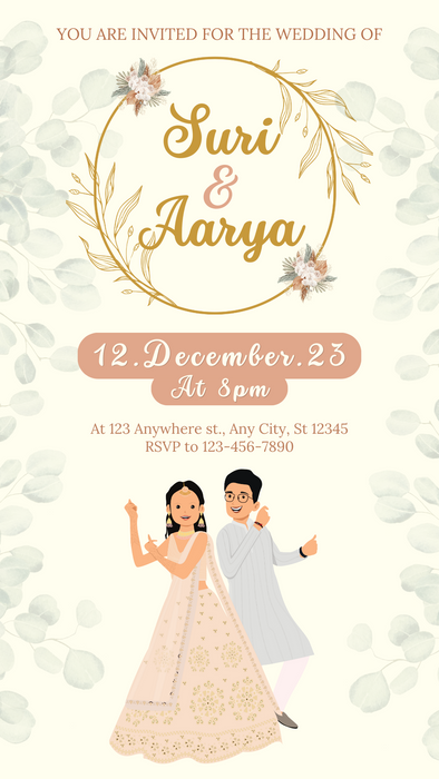 White Elegant Floral Wedding Invitation-AAHIN009