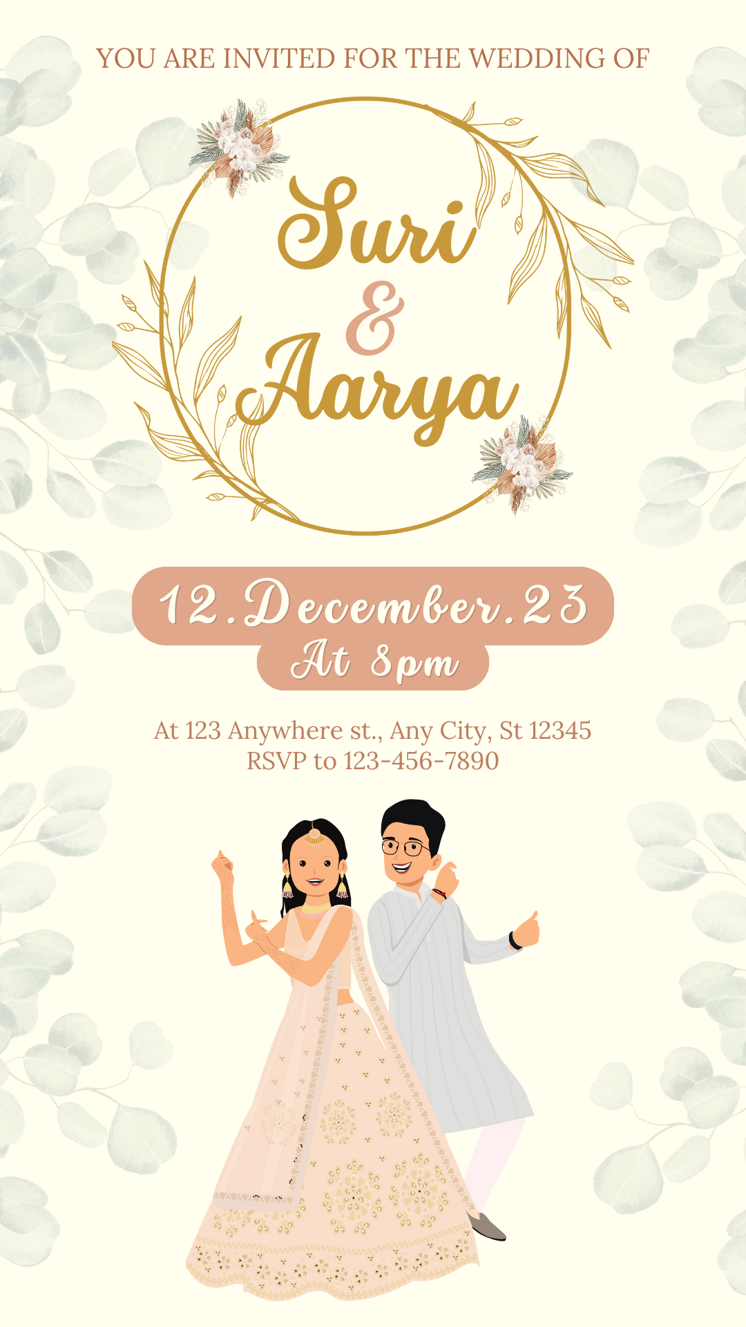 White Elegant Floral Wedding Invitation-AAHIN009