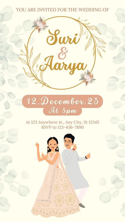 White Elegant Floral Wedding Invitation-AAHIN009