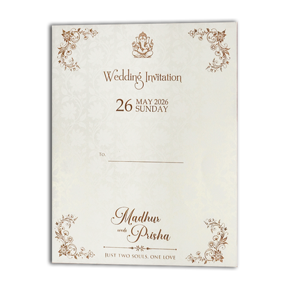 White Floral Padded Wedding Card-KSH73600