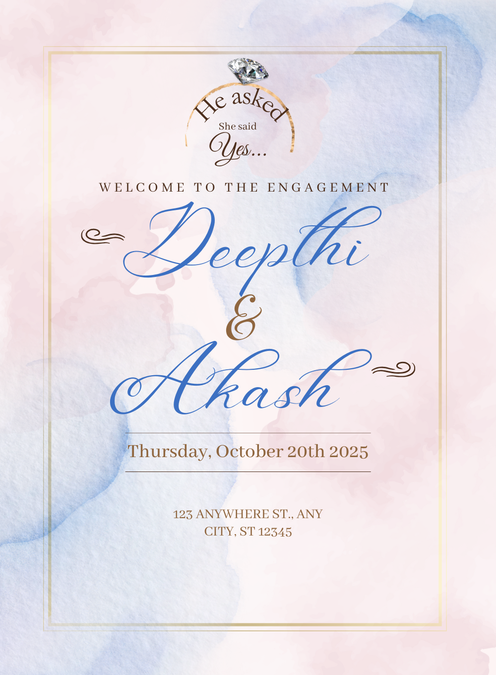 Pink Elegance Engagement Invitation-AAENG001