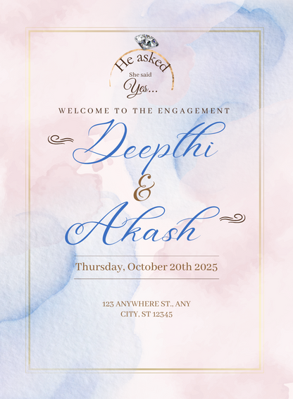 Pink Elegance Engagement Invitation-AAENG001
