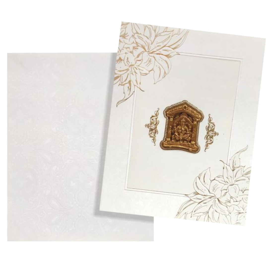 Dazzling Floral Design With White Shading Wedding Card - KNK3503